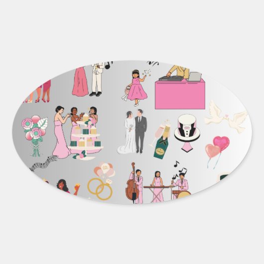 クラシックな丸型ステッカー 楕円形シール (正面)