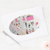 クラシックな丸型ステッカー 楕円形シール (封筒)