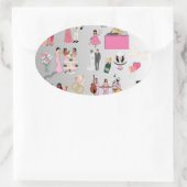 クラシックな丸型ステッカー 楕円形シール (バッグ)