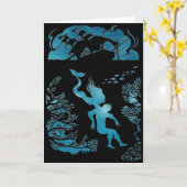 クラシックな人魚のフェアリーテイル。ブランクカード カード (黄色い花)