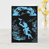 クラシックな人魚のフェアリーテイル。ブランクカード カード (黄色い花)