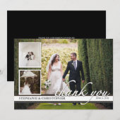 クラシックな優雅さの3枚写真ウェディング感謝カード サンキューカード (正面/裏面)