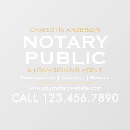 クラシックな公証人プロモーション用ホワイトゴールド ウィンドウサイン (シート)