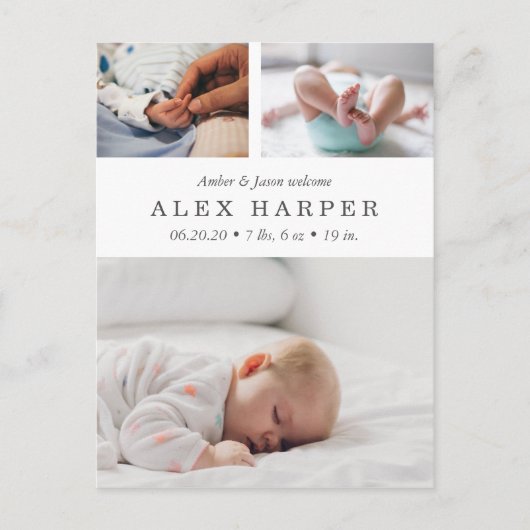 クラシックな写真のコラージュの誕生 案内ポストカード (正面)