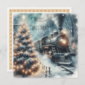 クラシックな列車とレトロな冬の風景 シーズンカード (正面/裏面)