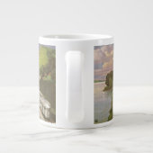 クラシックな列車の休暇、地方を走る機関車 ジャンボコーヒーマグカップ (裏面)