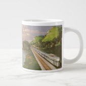 クラシックな列車の休暇、地方を走る機関車 ジャンボコーヒーマグカップ (右)