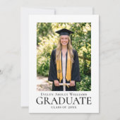 クラシックな卒業発表カード フォーマルな写真 案内状 (正面)