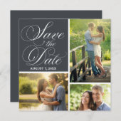 クラシックな原稿の保存日付の写真のコラージュ セーブザデート (正面/裏面)