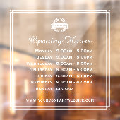 クラシックな営業時間 ビジネス ロゴ 白 透明 ウィンドウサイン (シート2)