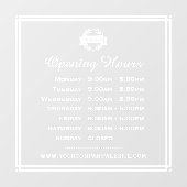 クラシックな営業時間 ビジネス ロゴ 白 透明 ウィンドウサイン (シート)