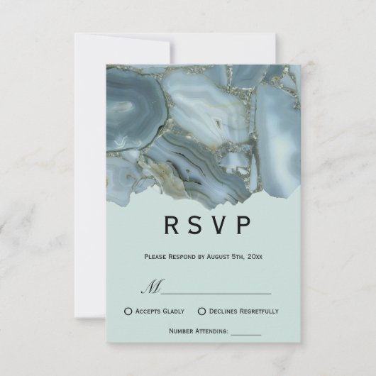 クラシックな大理石の結婚式RSVP 出欠カード (正面)