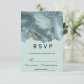 クラシックな大理石の結婚式RSVP 出欠カード (スタンド正面)
