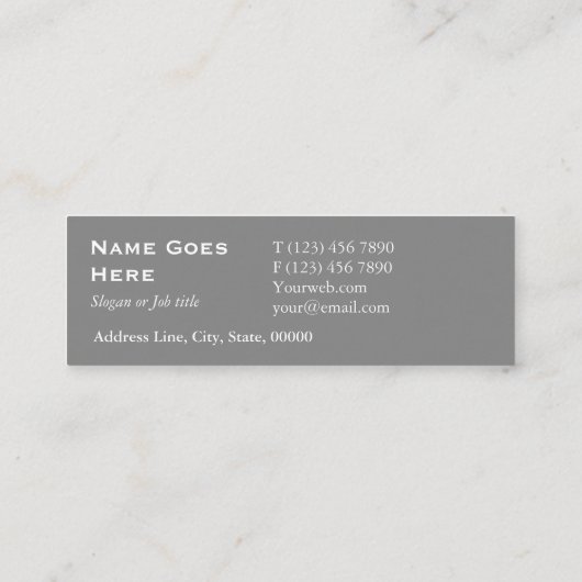 クラシックな専門の灰色の小型名刺 スキニー名刺 (裏面)