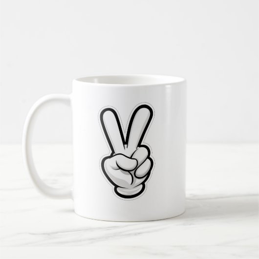 クラシックな平和の手のシンボルアイコン コーヒーマグカップ (左)