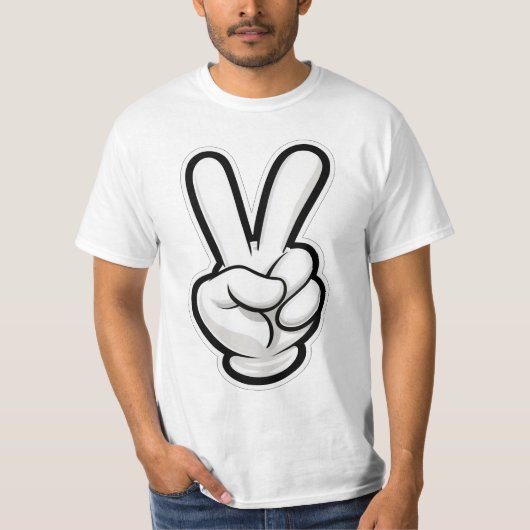 クラシックな平和の手のシンボルアイコン Tシャツ (正面)