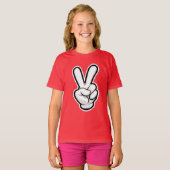 クラシックな平和の手のシンボルアイコン Tシャツ (正面フル)