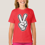 クラシックな平和の手のシンボルアイコン Tシャツ (正面)