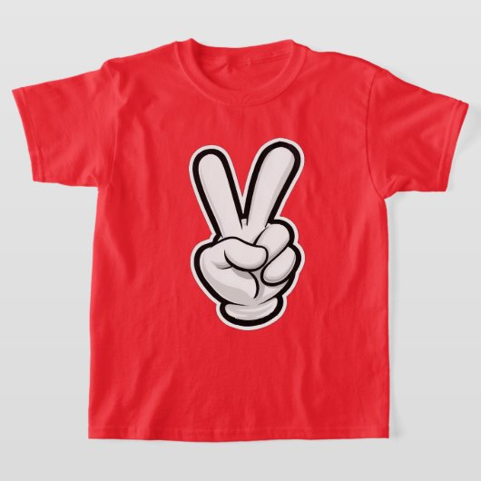 クラシックな平和の手のシンボルアイコン Tシャツ (レイダウン)