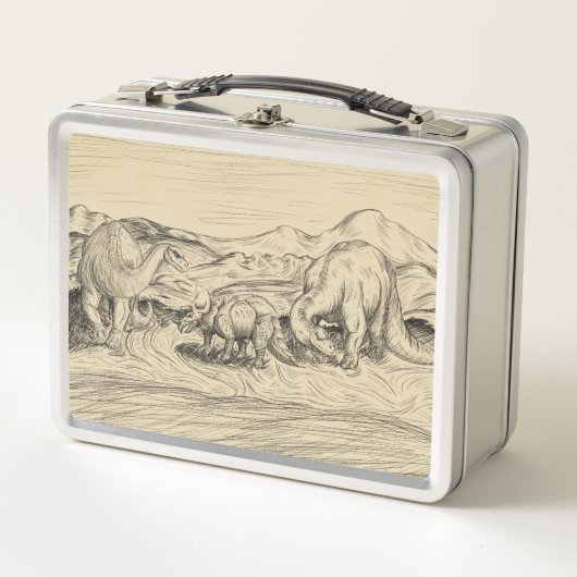 クラシックな恐竜 メタルランチボックス (正面)