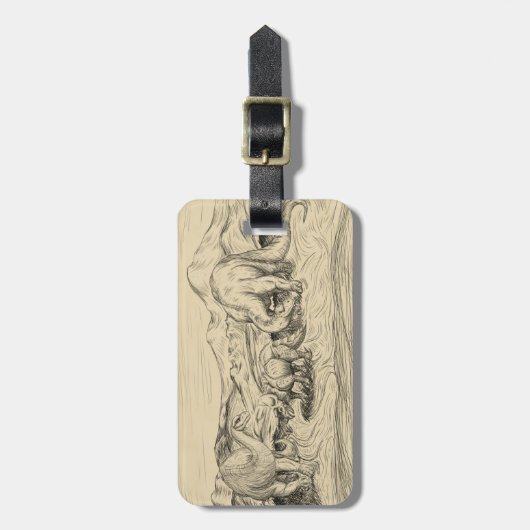 クラシックな恐竜 ラゲッジタグ (正面縦)