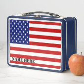 クラシックな愛国アメリカ国旗モノグラム メタルランチボックス (インサイチュ)