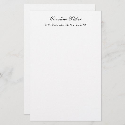 クラシックな手書きのプレーンなシンプルホワイト 便箋 (正面/裏面)