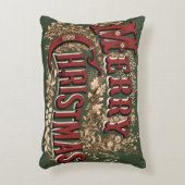 クラシックな手書きの「メリークリスマス」スロー枕 アクセントクッション (正面(垂直))