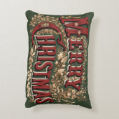 クラシックな手書きの「メリークリスマス」スロー枕 アクセントクッション (裏面(縦))