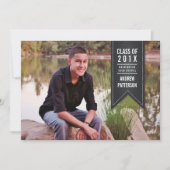 クラシックな旗の卒業の写真の発表 招待状 (正面)