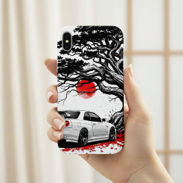 クラシックな日の出アートペインティング 白 JDM iPhone 15ケース