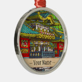 クラシックな日本のテーマの東洋の景色の寺院 メタルオーナメント (右)