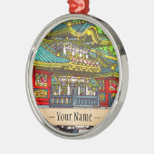 クラシックな日本のテーマの東洋の景色の寺院 メタルオーナメント (左)