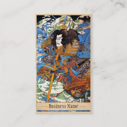 クラシックな日本の伝説の武士の戦士の芸術 名刺 (正面)