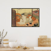 クラシックな日本の浮世絵風の花魁アート ポスター (キッチン)