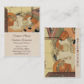 クラシックな日本の浮世絵風の花魁アート 名刺 (正面/裏面)