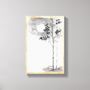 クラシックな日本のsumi-eの絵画の芸術のタケの月 キャンバスプリント