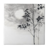 クラシックな日本のsumi-eの絵画の芸術のタケの月 タイル (正面)