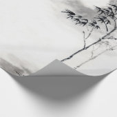 クラシックな日本のsumi-eの絵画の芸術のタケの月 ラッピングペーパー (角)