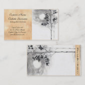 クラシックな日本のsumi-eの絵画の芸術のタケの月 名刺 (正面/裏面)