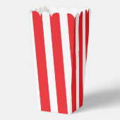 クラシックな明るい赤と白のストライプのポップコーン フェイバーボックス (正面)