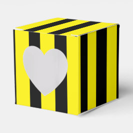 クラシックな明るい黄色と黒のストライプ ハート フェイバーボックス