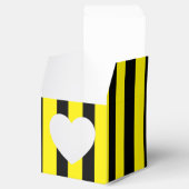 クラシックな明るい黄色と黒のストライプ ハート フェイバーボックス (オープン)