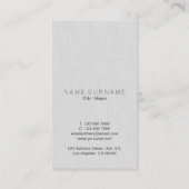 クラシックな最小主義の灰色のリネン美しいの垂直 名刺 (裏面)
