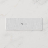 クラシックな最小主義の灰色のリネン背景の美しい スキニー名刺 (正面)