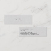 クラシックな最小主義の灰色のリネン背景の美しい スキニー名刺 (正面/裏面)