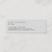 クラシックな最小主義の灰色のリネン背景の美しい スキニー名刺 (裏面)