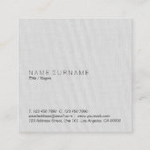 クラシックな最小主義の灰色のリネン背景の美しい スクエア名刺 (裏面)
