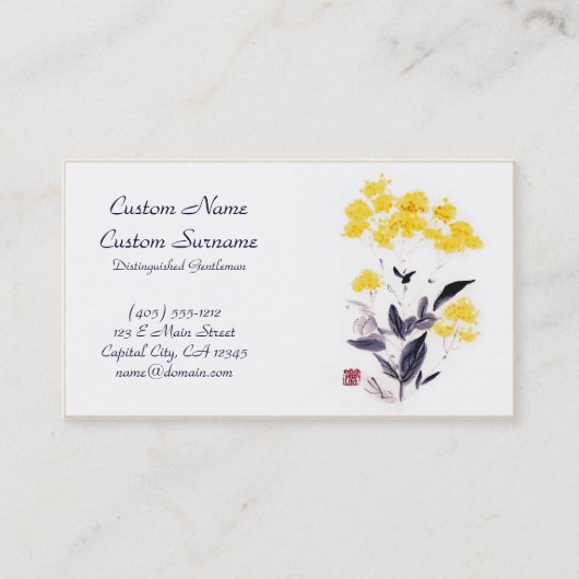 クラシックな東洋の中国のなsumi-eインク花のペンキ 名刺 (正面)