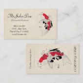 クラシックな東洋の日本の赤いコイの魚の入れ墨 名刺 (正面/裏面)